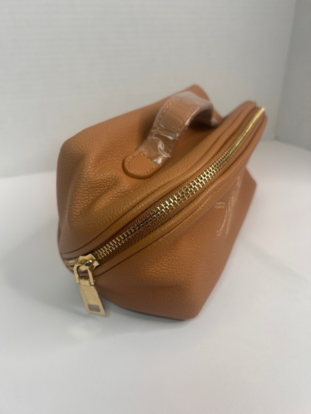 Sylune Classic Makeup Bag , Pebbled Faux Leather , Camel Brown - Picture 11 of 15